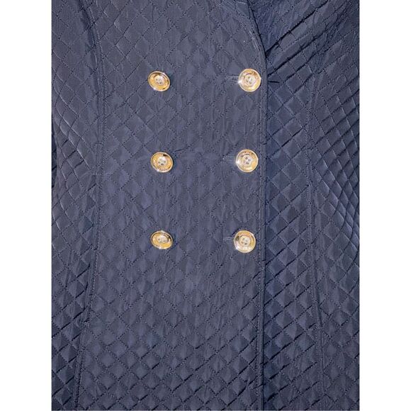 Ivanka Trump Navy Blue Quilted Double Breasted trench coat Jacket - Picture 4 of 7